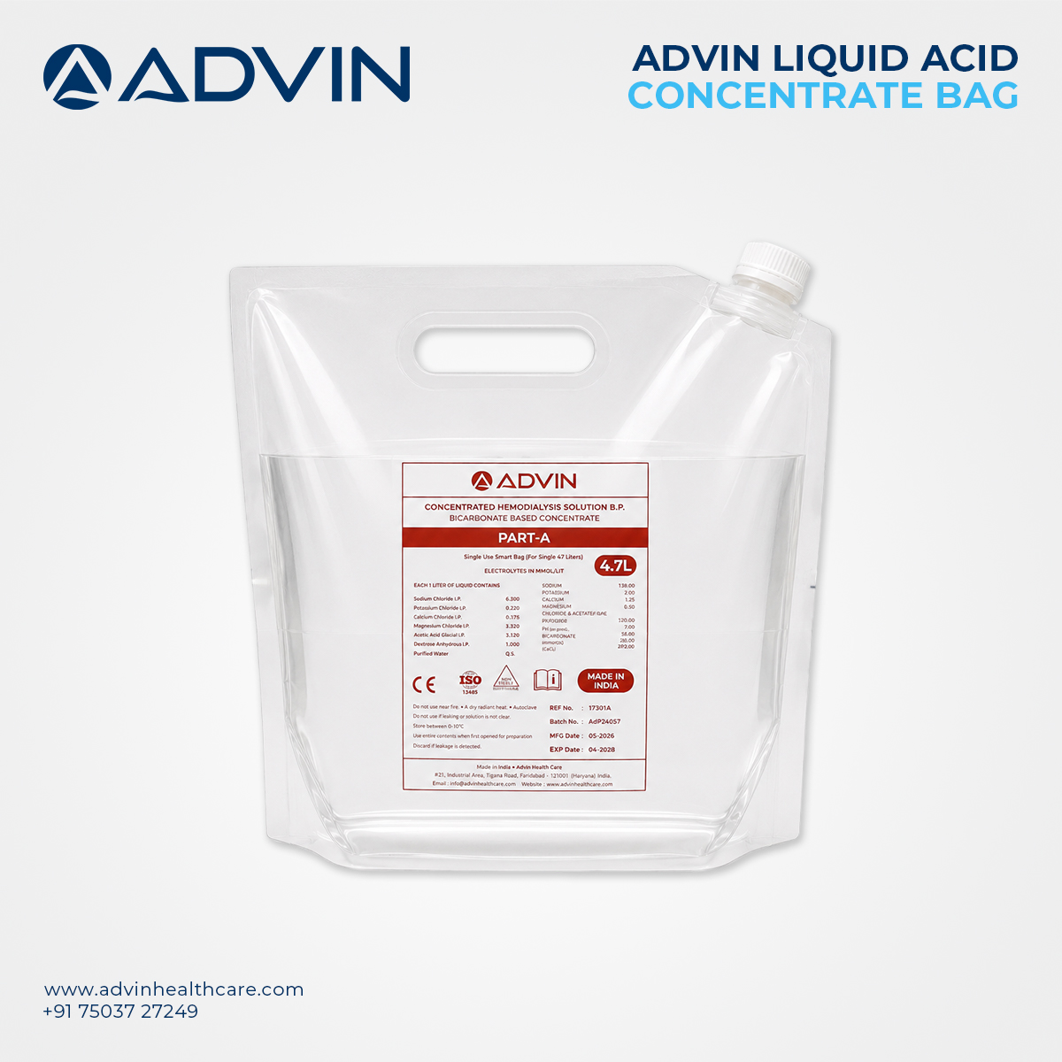 Advin Liquid Acid Concentrate Bag